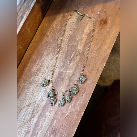 VINTAGE PIDIDDILY LINKS necklace - gold with drama mask charms - Picture 4 of 6